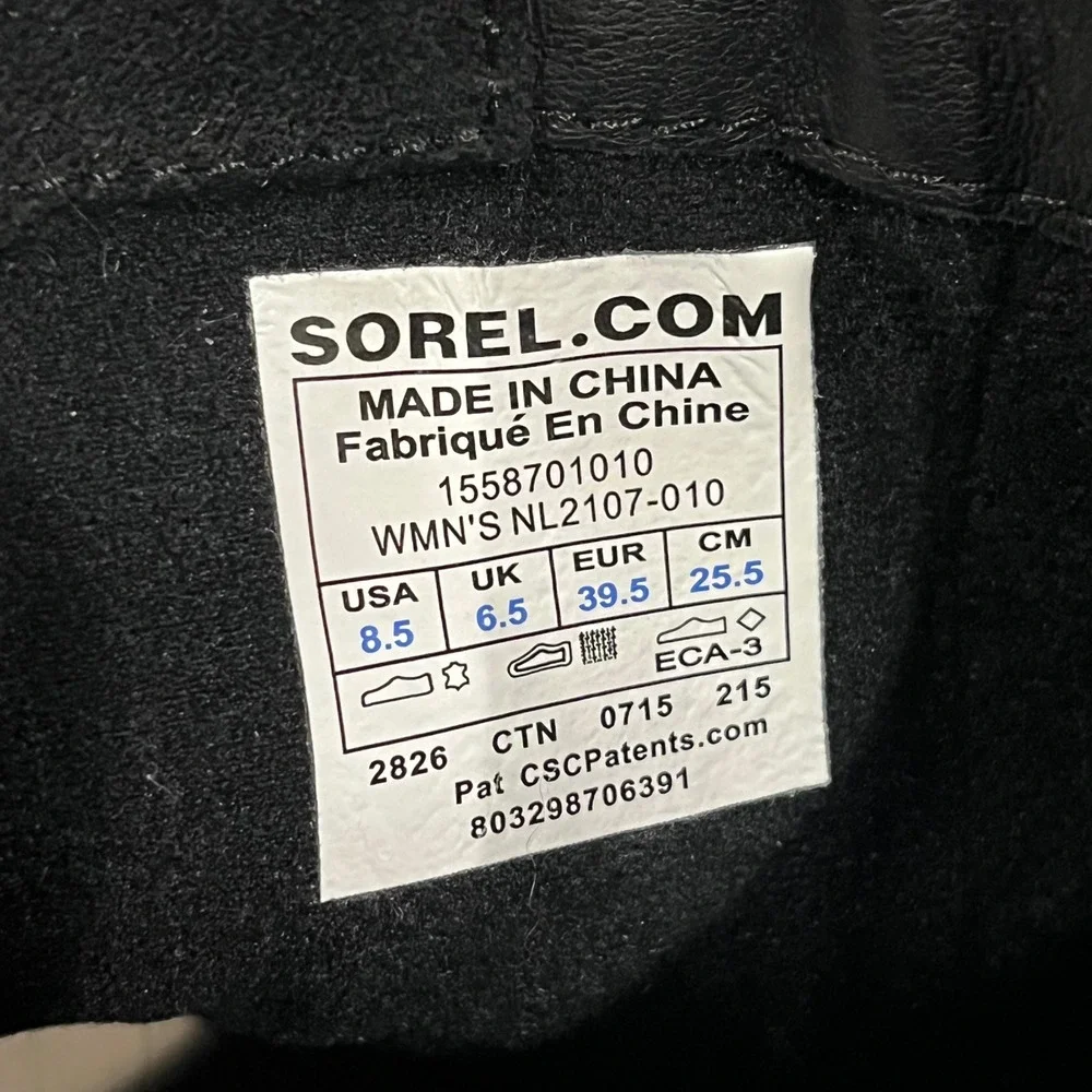 Sorel Slim Shortie Mid-Calf Boots‎ Black Leather Suede NL2107-010 Womens 8.5